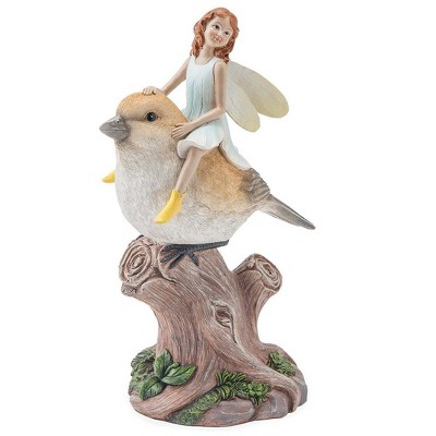 Wind & Weather Fairy Riding Bird Sculpture