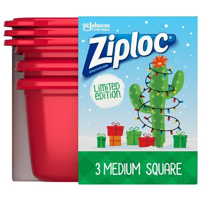 Ziploc Medium Square Containers Red - 3ct