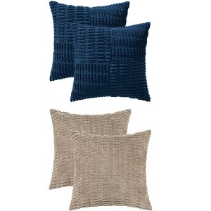 REGALWOVEN 4 Pcs Solid Corduroy Modern Throw Pillow Covers 18" x 18" - 1 of 4