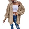 Imily Bela Womens Oversized Open Front Cable Knit Cardigan Sweaters Lantern Long Sleeve Chunky Outwear Coats - 4 of 4