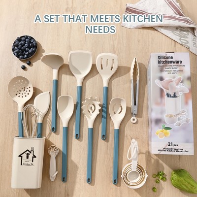SUGIFT 21-Piece Silicone Kitchen Cooking Utensils Set with Measuring Cups Spoons Storage Container Heat Resistant — фото 8