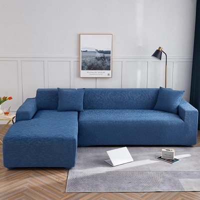 SweDrea 107" Blue Modular High Density Sponges Cloud Couch Sectional Sofa