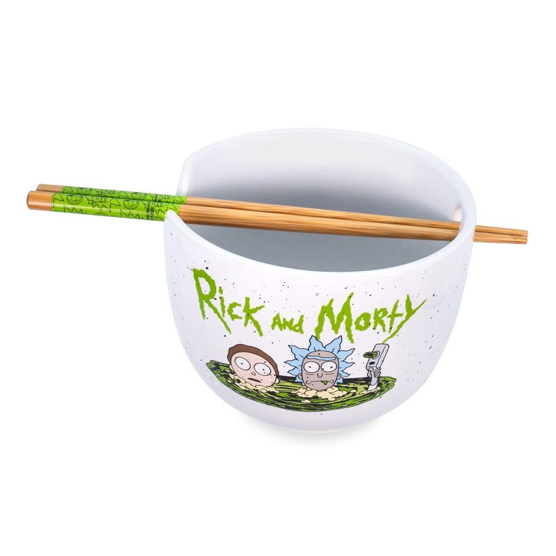 Silver Buffalo Rick and Morty Portal Japanese Dinnerware Set | 20-Ounce Ramen Bowl, Chopsticks, 2 of 7