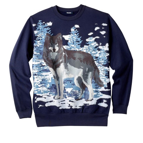 Kingsize Men's Big & Tall Graphic Fleece Sweatshirt - Big - Xl, Wolf ...