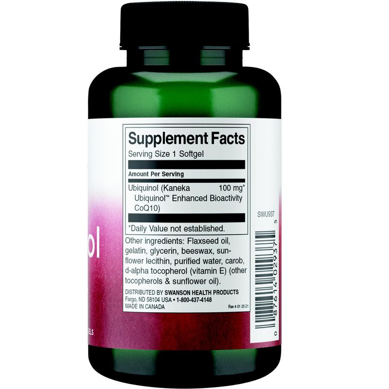 Swanson Dietary Supplements Ubiquinol 100 mg Softgel 120ct, 2 of 4