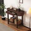36" Console Table with Drawers, Retro Entryway Table with Open Storage Shelf, Long Sofa Couch Table, Hallway Table for Living Room Entryway - 2 of 4