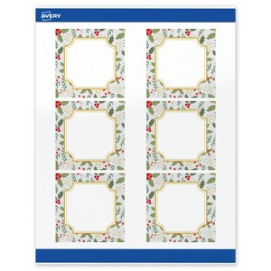 Avery Labels, 3" x 3", Gold-Blue Border Berries, Glossy, 60ct - 1 of 4