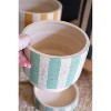 Clay Planters with Striped Details and Trays 10.5”Tall – Set of 3 by Kalalou - 3 of 4