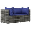 vidaXL Patio Corner Sofas with Cushions 2 pcs Gray Poly Rattan - 2 of 4