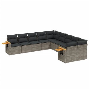vidaXL Garden Sofa Set Grey PE rattan Large Adjustable Feet - 1 of 4