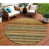 Coral Gold And Green Striped Washable Indoor Outdoor Area Rug - 2 of 4