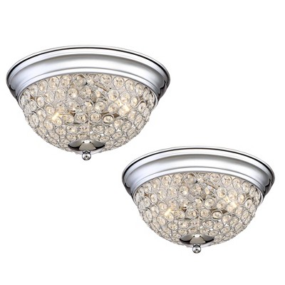 Possini Euro Design Angeline Modern Ceiling Light Flush Mount Fixture 13  Wide Warm Brass 2-light Clear Glass For Bedroom Living Room Bathroom  Hallway : Target