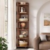 ORRD Corner Bookshelf, 71.65" Tall 6-Tier Narrow Storage Shelf Rustic Brown, 90-Degree Freestanding Organizer for Living Room, Bedroom - 3 of 4