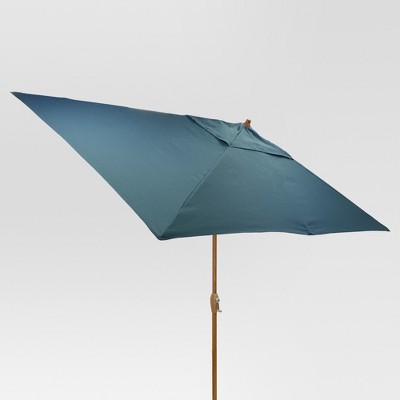 10' x 6' Rectangular Umbrella - Medium Blue - Medium Wood Finish - Threshold™