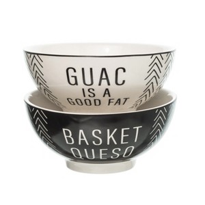 Totalee Gift Queso/Guac Bowls Set of 2 Ceramic Black - 1 of 1