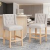 27" Contemporary Tufted Fabric Wingback Counter Stools, Set of 2, Coffee Gray with Natural Legs, Stylish and Comfortable Bar Seating - 3 of 4