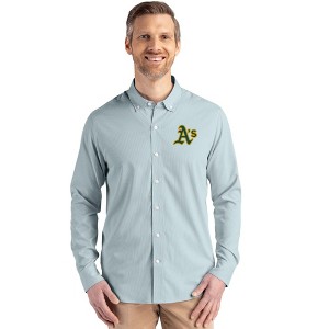 Athletics Cutter & Buck Skyline Epic Confidence Recycled Pinstripe Mens Long Sleeve Dress Shirt - Hunter/White - 2X Large - 1 of 1