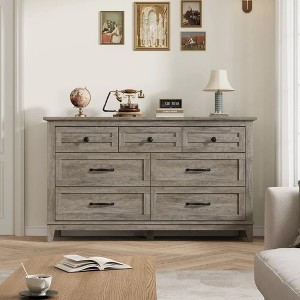 7 Dresser Wide Drawer with Storage,Wooden Closet Storage Chest for Living Room, Bedroom - 1 of 4