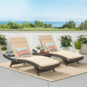 GDFStudio Olivia Multibrown 3 Piece Armless Chaise Lounge Chat Set with Cushions - 1 of 4
