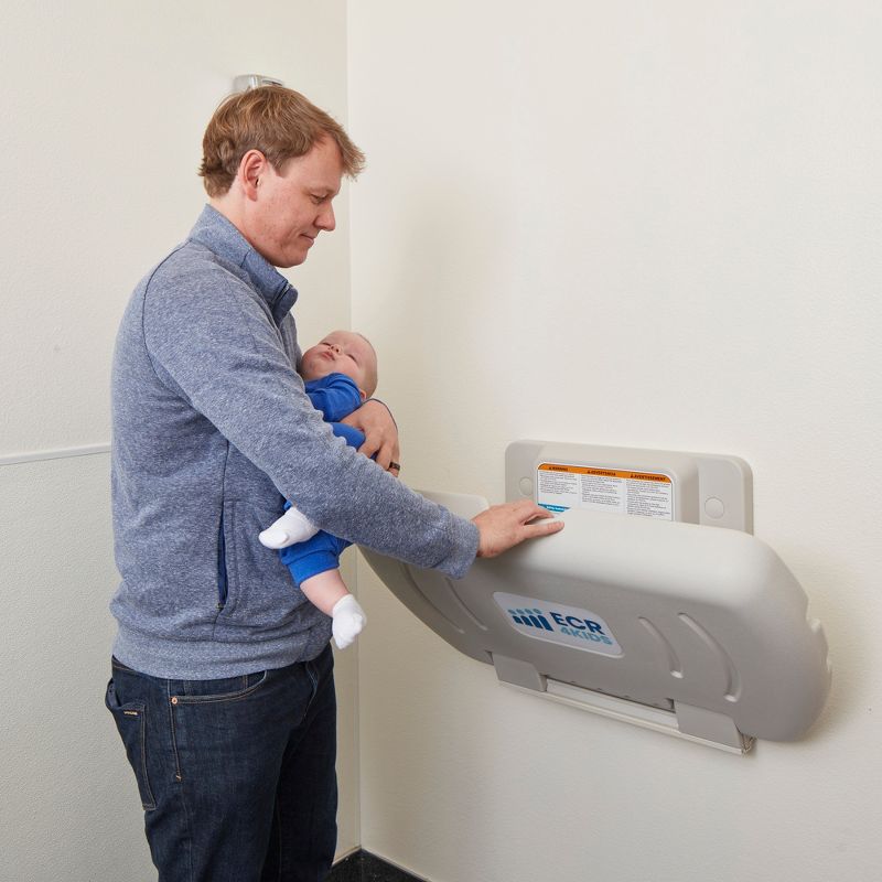 ECR4Kids Horizontal Wall-Mounted Baby Changing Station with Slim Back - White Granite, 3 of 10