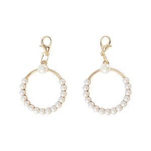 Unique Bargains Pearl Circle Shoelace Charms Gold Tone 1 Pair - 1 of 4
