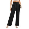 Womens High Waisted Pleated Wide Leg Pants with Pockets Dress Pants - 3 of 4