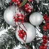 National Tree Company Artificial Christmas Garland, Silver, Evergreen, Decorated with Ball Ornaments, Berry Clusters, Christmas Collection, 6 Feet - 3 of 4