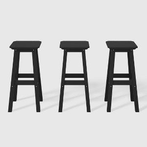 WestinTrends Malibu 29" All Weather Hdpe Outdoor Patio Square Backless Bar Stool (Set of 3) - 1 of 4