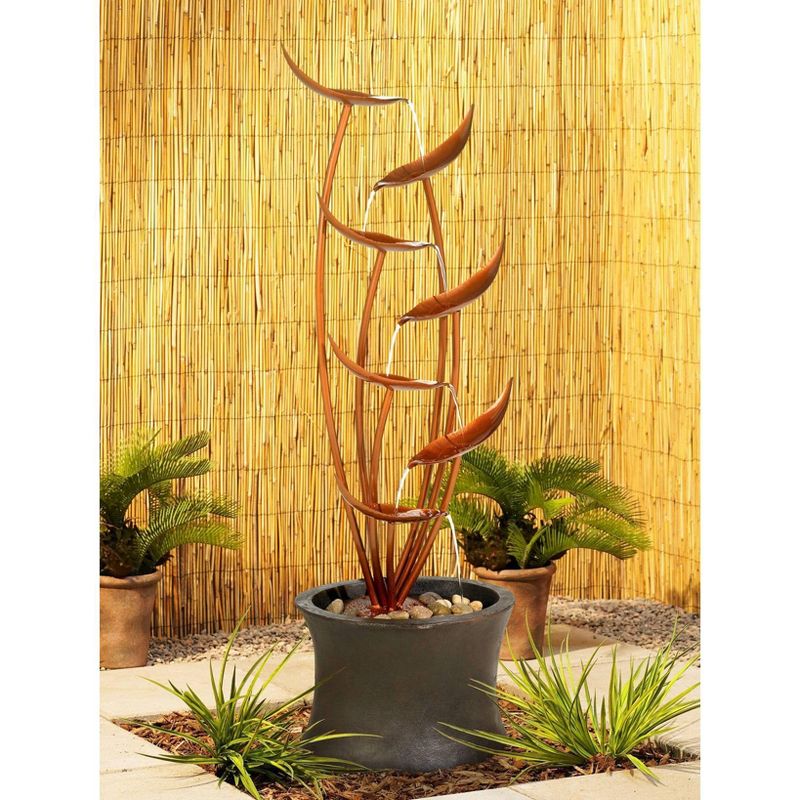 John Timberland Tiered Copper Leaves Modern Cascading Tiered Leaves Outdoor Floor Water Fountain 41" for Yard Garden Patio Deck Porch Balcony Roof, 3 of 8