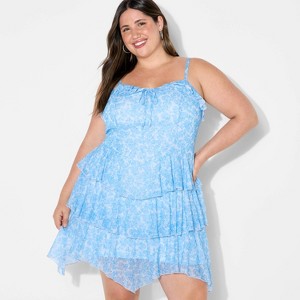 Women's Knit Chiffon Mini A-Line Dress - Wild Fable™ - 1 of 3