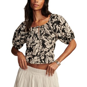 Lucky Brand Womens Poplin Floral Knit Blouse - 1 of 1