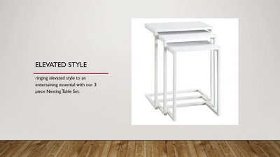 Chestnut and Black Wood Metal Nesting Tables Set of 3