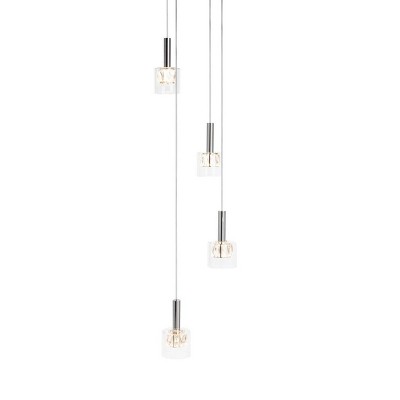 Luxurious Chrome & Clear Glass LED Drum Pendant, 82"