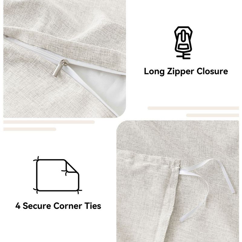Peace Nest Faux Linen Duvet Cover Set, Linen Like Textured Durable Comfy Duvet Cover, 4 of 6