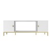 70" Wood Heavy Duty TV Stand with Cabinet Storage, Open Shelves, Modern Design, and Metal Legs for Living Room - 2 of 4