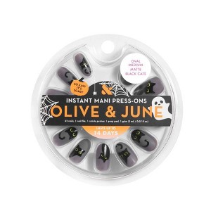 Olive & June Press-On Fake Nails - M Oval - Matte Black Cats - 42ct - 1 of 4