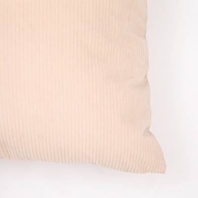 Cream Ribbed Textured Square Throw Pillow, 18" x 18", Polyester