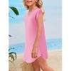 Girl's V Neck Short Sleeve Beach Dress Summer Swimsuit Bikini Cover Up - 2 of 4
