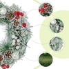 Unique Bargains Home Front Door Christmas Snowflake White Ball Berries Pinecone Ornaments Wreaths 12" - 2 of 4
