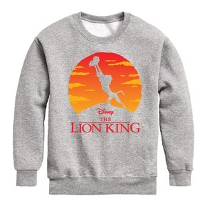 Boys' Disney Baby Simba at Pride Rock Graphic Long Sleeve Fleece Sweatshirt - Athletic Heather - 5T - 1 of 4