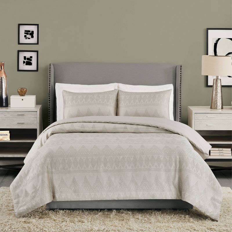 Ayesha Curry 3pc Woven Diamonds Duvet Set Taupe, 1 of 6