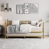 Coolmee Daybed with Trundle Bed, Twin Size Metal Day Bed with Floral Headboard, Modern Sofa Bed Frame, Heavy Duty Steel Slats Supports - 3 of 4