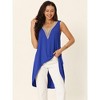 Seta T Women's Sleeveless V Neck Irregular Hem Flowy Ruched Eyelet Trims Tops - 3 of 4