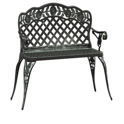 Patio Bench 42.5" Cast Aluminum Green