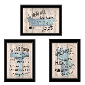 HomeRoots Set Of Three Bathroom Humor Black Framed Print Bathroom Wall Art - 1 of 2
