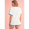 I AM A FASHION JUNKY Light Blue Color Block Textured Loose Fit T Shirt - 2 of 4