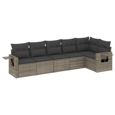 vidaXL 6 Piece Patio Sofa Set with Cushions - Gray Without Table