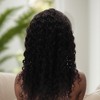 Unique Bargains Women's Medium Wave Curly Long Hair Wig 13x4in 150 Real Human Hair Black 1 Pc - 3 of 4