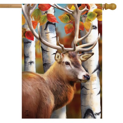 Forest Deer Autumn Leaves Rectangular Polyester House Flag 28" x 40"