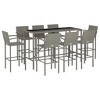 vidaXL Garden Bar Set Grey PE rattan, powder-coated steel, tempered glass - 3 of 4